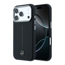 Apple iPhone 18 Pro Max Uyumlu Kılıf Mercedes Benz Orjinal Lisanslı M-safe Şarj Özellikli Metal Yıldız Logolu Çizgili Deri Kapak