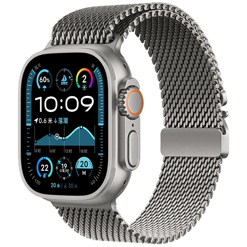 Apple Watch Ultra 49mm Uyumlu Zore KRD-121 Metal Hasır Kordon