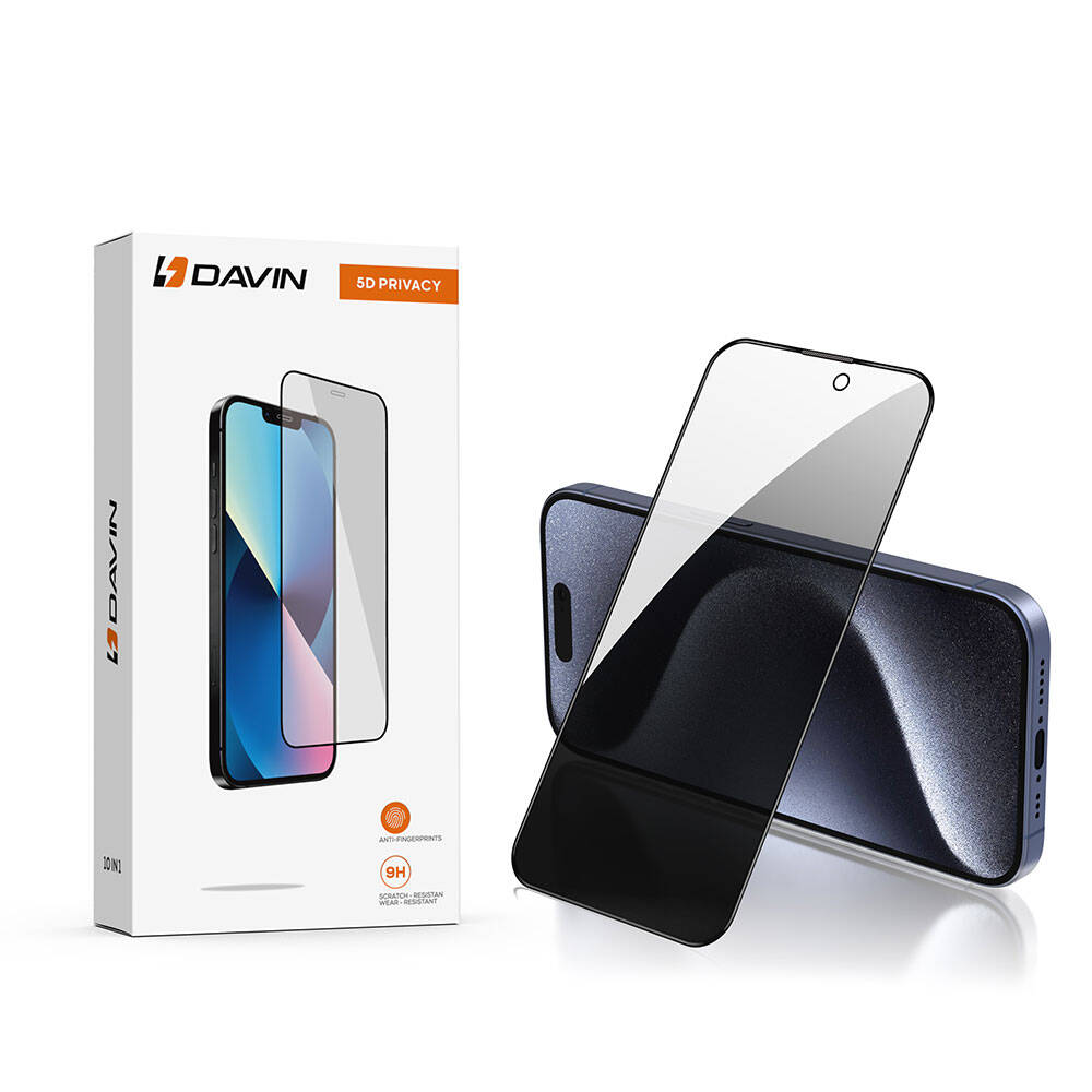 Apple iPhone 16 Plus Uyumlu Davin 5D Privacy Cam Ekran Koruyucu