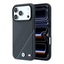 Apple iPhone 18 Pro Max Uyumlu Kılıf BMW Orjinal Lisanslı M-safe Şarj Özellikli M Logolu Lastik İzi Desenli Mavi Çizgili Kapak