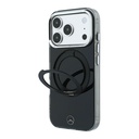 Apple iPhone 18 Pro Uyumlu Kılıf Mercedes Benz Orjinal Lisanslı M-safe Şarj Özellikli 360 Derece Dönebilen Standlı Metal Logolu Sert PC Kapak