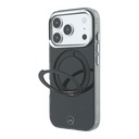 Apple iPhone 18 Pro Uyumlu Kılıf Mercedes Benz Orjinal Lisanslı M-safe Şarj Özellikli 360 Derece Dönebilen Standlı Metal Logolu Sert PC Kapak