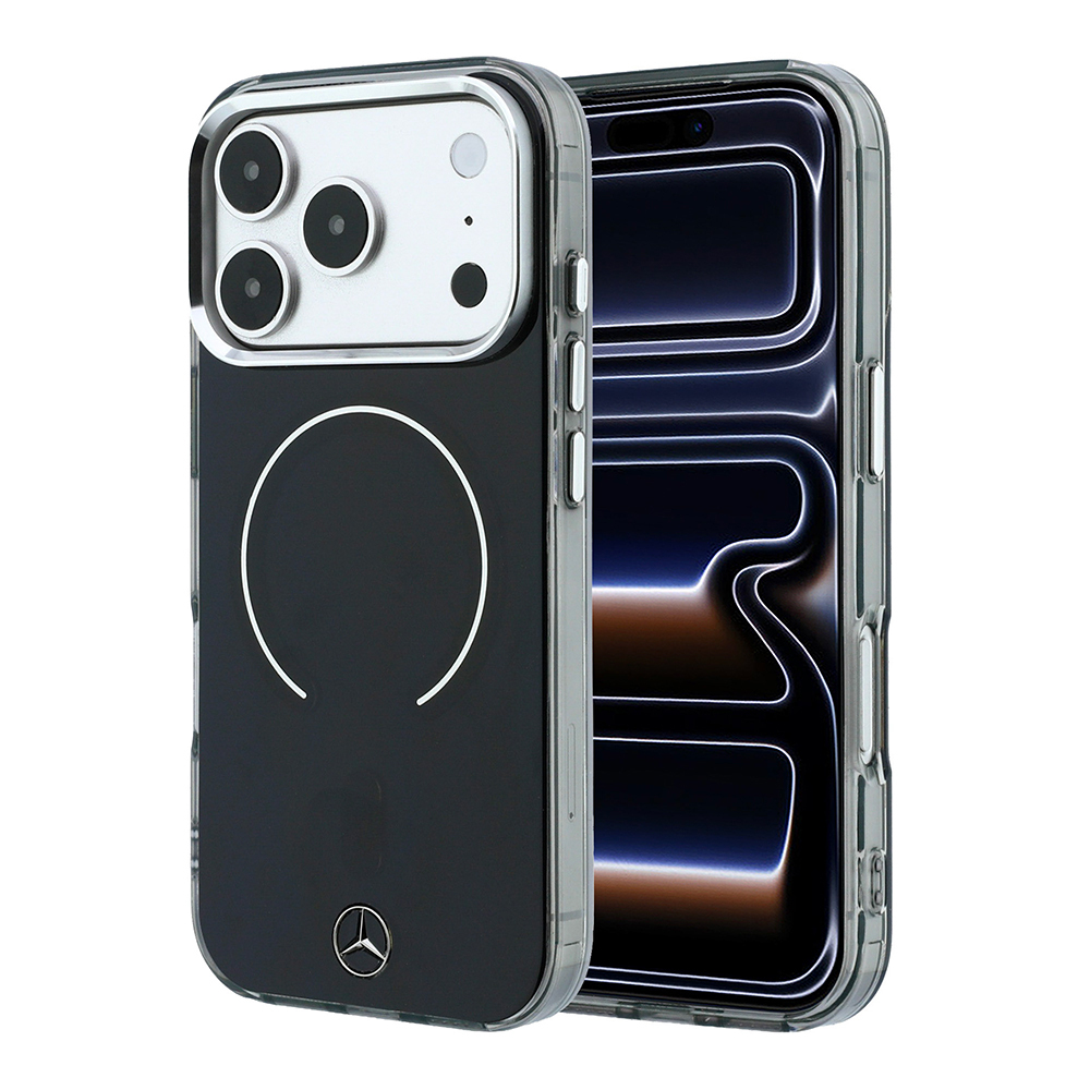 Apple iPhone 18 Pro Max Uyumlu Kılıf Mercedes Benz Orjinal Lisanslı M-safe Şarj Özellikli Saydam Yüzey İkonik 3D Metal Logolu Kapak