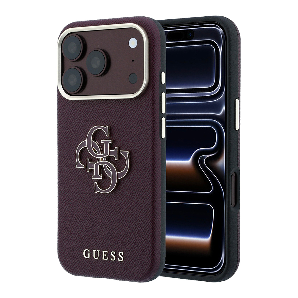 Apple iPhone 18 Pro Uyumlu Kılıf Guess Orjinal Lisanslı PU Yazı ve 4G Büyük Metal Logolu Kapak
