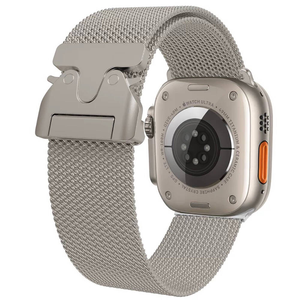 Apple Watch 10 42mm Uyumlu Zore KRD-25 Metal Hasır Kordon