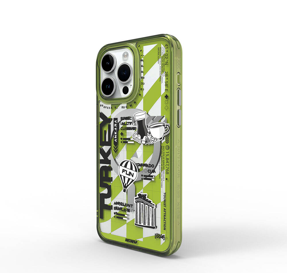 Apple iPhone 15 Pro Max Uyumlu Kılıf M-safe Şarj Özellikli Desenli Wiwu Turkey A Serisi Kapak