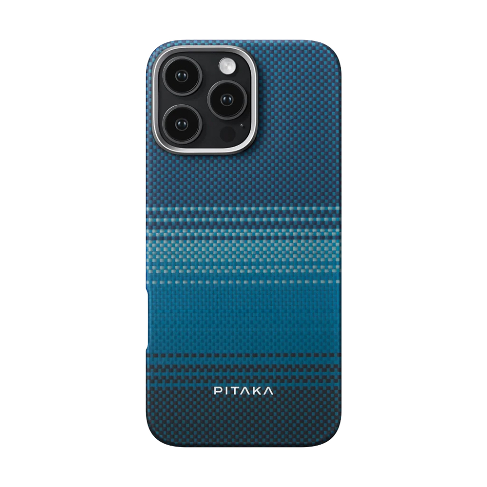 Apple iPhone 16 Pro Uyumlu Kılıf M-safe Şarj Özellikli  Aramid Fiber Pitaka Tactile Woven Sunset-Moonrise Serisi Moonrise Kapak