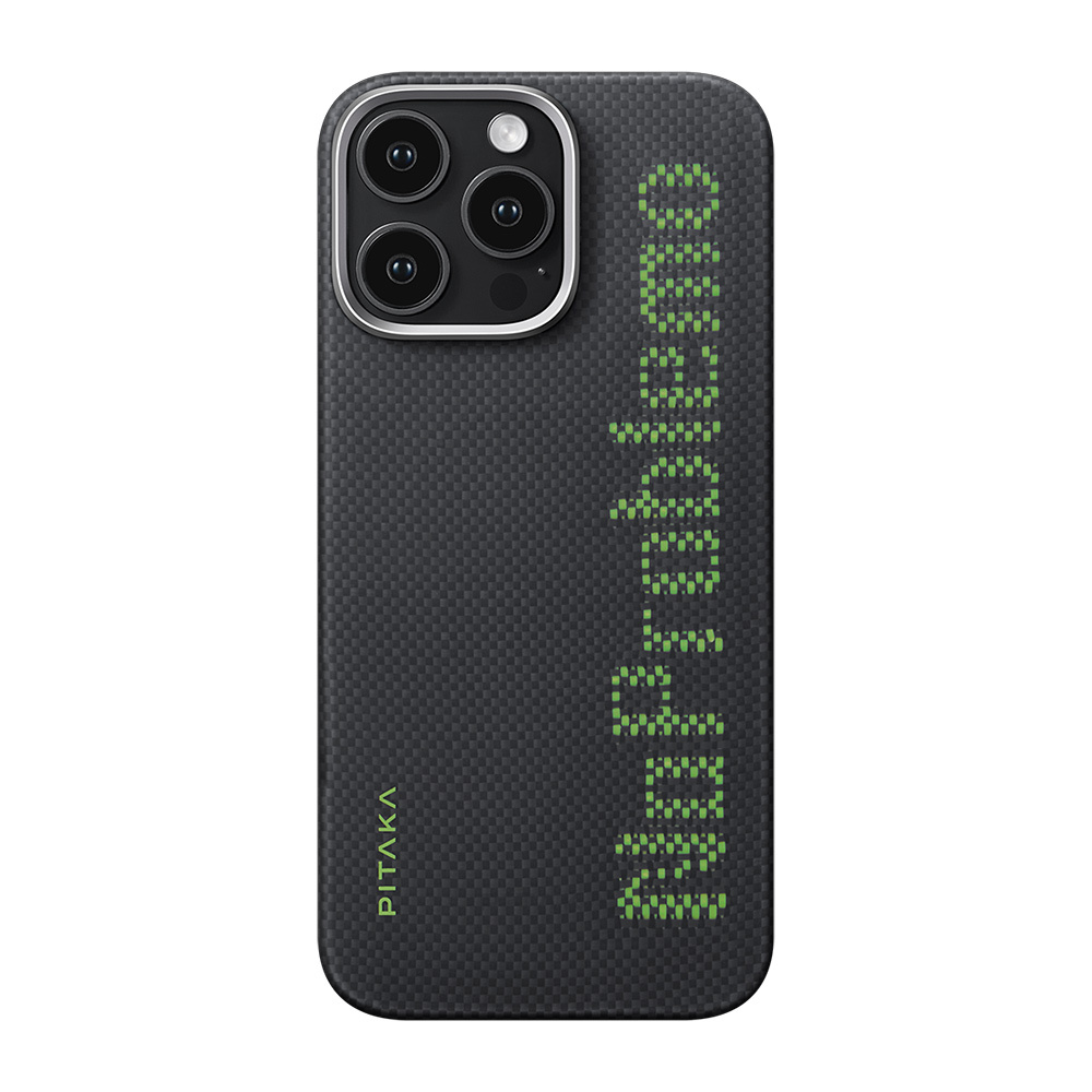 Apple iPhone 16 Pro Uyumlu Kılıf M-safe Şarj Özellikli Lumintex Teknolojili Fosforlu Aramid Fiber Pitaka Tactile Woven Aries Serisi NoProblemo Kapak