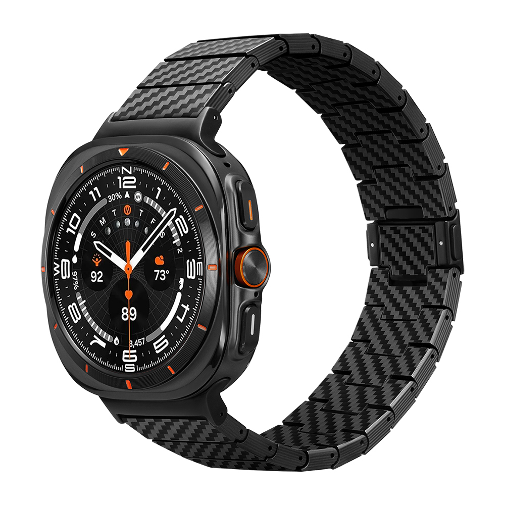 Samsung Galaxy Watch Ultra 47mm Uyumlu Karbon Fiber Pitaka Modern Serisi Black-Grey Twill Kordon