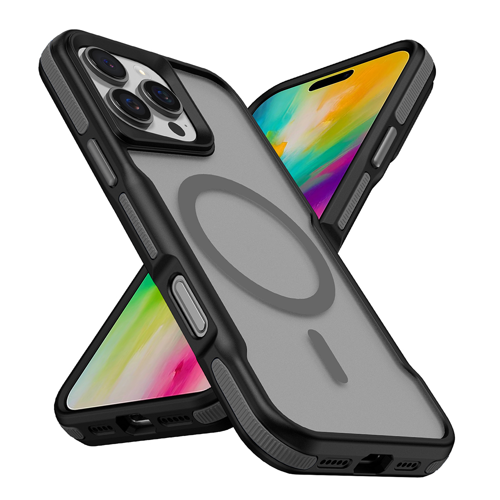 Apple iPhone 16 Pro Uyumlu Kılıf M-safe Şarj Özellikli Renkli Kenar Airbag Şeritli Zore Lamer Kapak