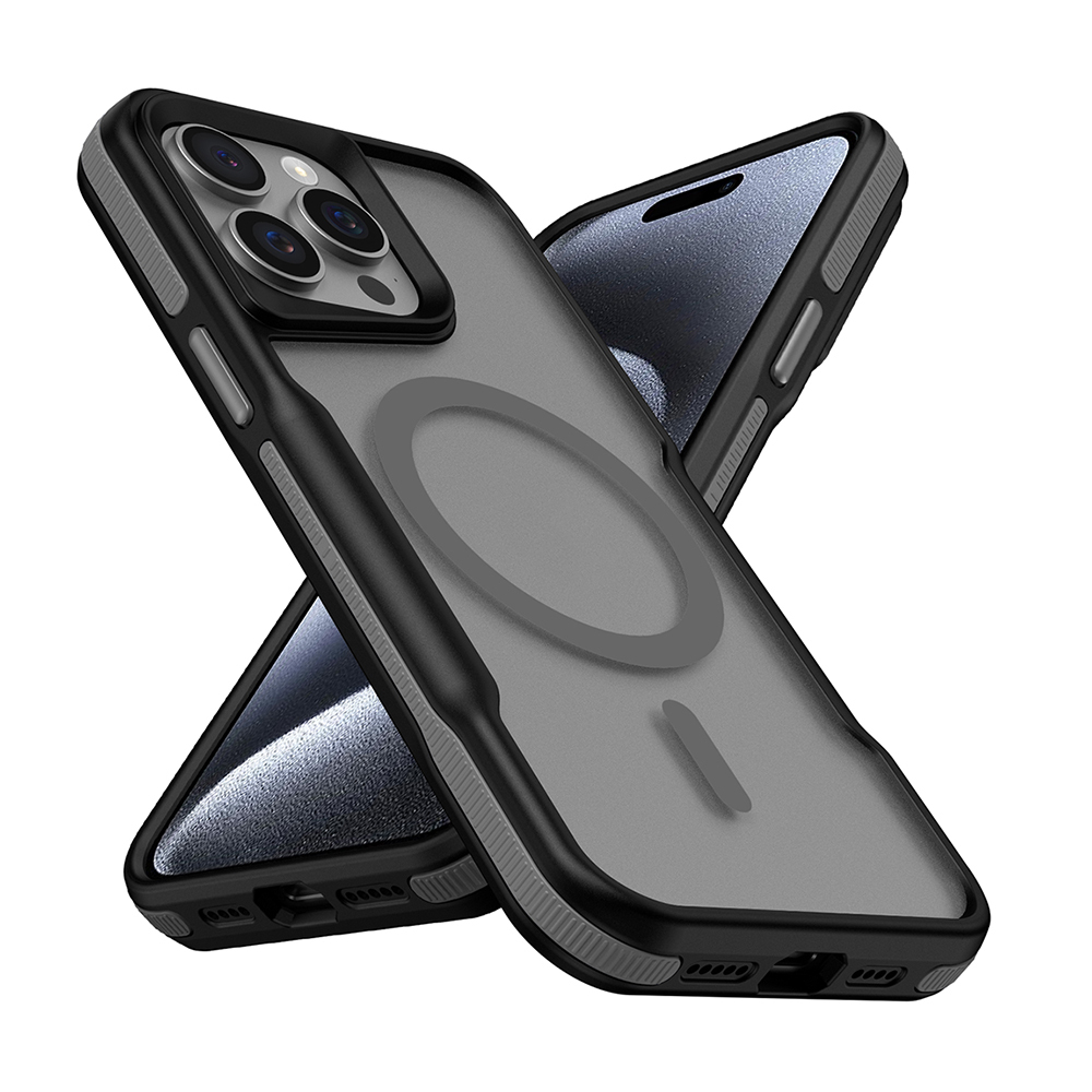 Apple iPhone 15 Pro Uyumlu Kılıf M-safe Şarj Özellikli Renkli Kenar Airbag Şeritli Zore Lamer Kapak