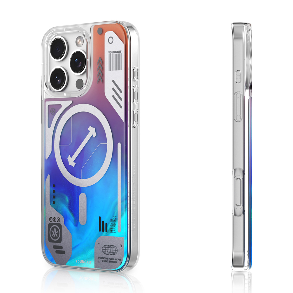 Apple iPhone 16 Pro Max Uyumlu Kılıf M-safe Şarj Özellikli Parlak Kumlu Sıvılı Tasarımlı Galaxy Fantasy Serisi Kapak