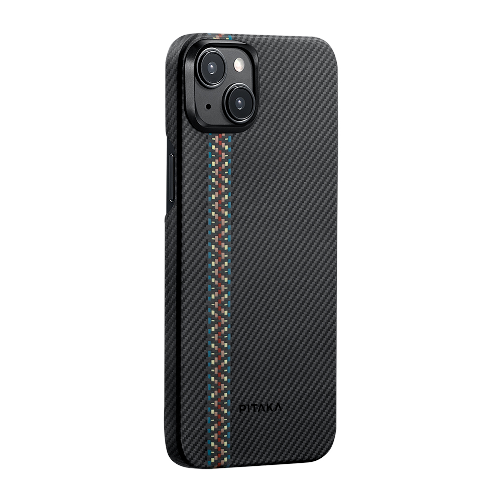 Apple iPhone 15 Uyumlu Kılıf M-safe Şarj Özellikli 600D Aramid Fiber Pitaka Tactile Woven Orchestra Serisi Rhapsody Kapak