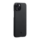 Apple iPhone 14 Uyumlu Kılıf M-safe Şarj Özellikli 1500D Aramid Fiber Pitaka Ultra-Slim Classic Serisi Black-Grey Twill Kapak