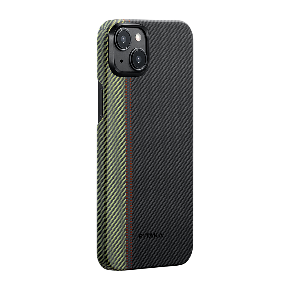 Apple iPhone 15 Plus Uyumlu Kılıf M-safe Şarj Özellikli 600D Aramid Fiber Pitaka Tactile Woven Orchestra Serisi Overture Kapak