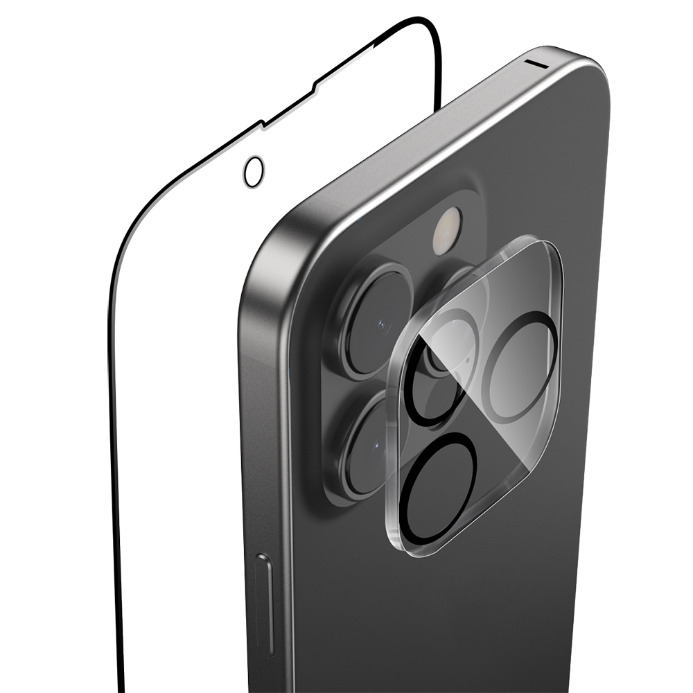 Apple iPhone 16 Pro Uyumlu Raptic 2in1 Temperli Ekran Koruyucu + Lens Koruyucu Set