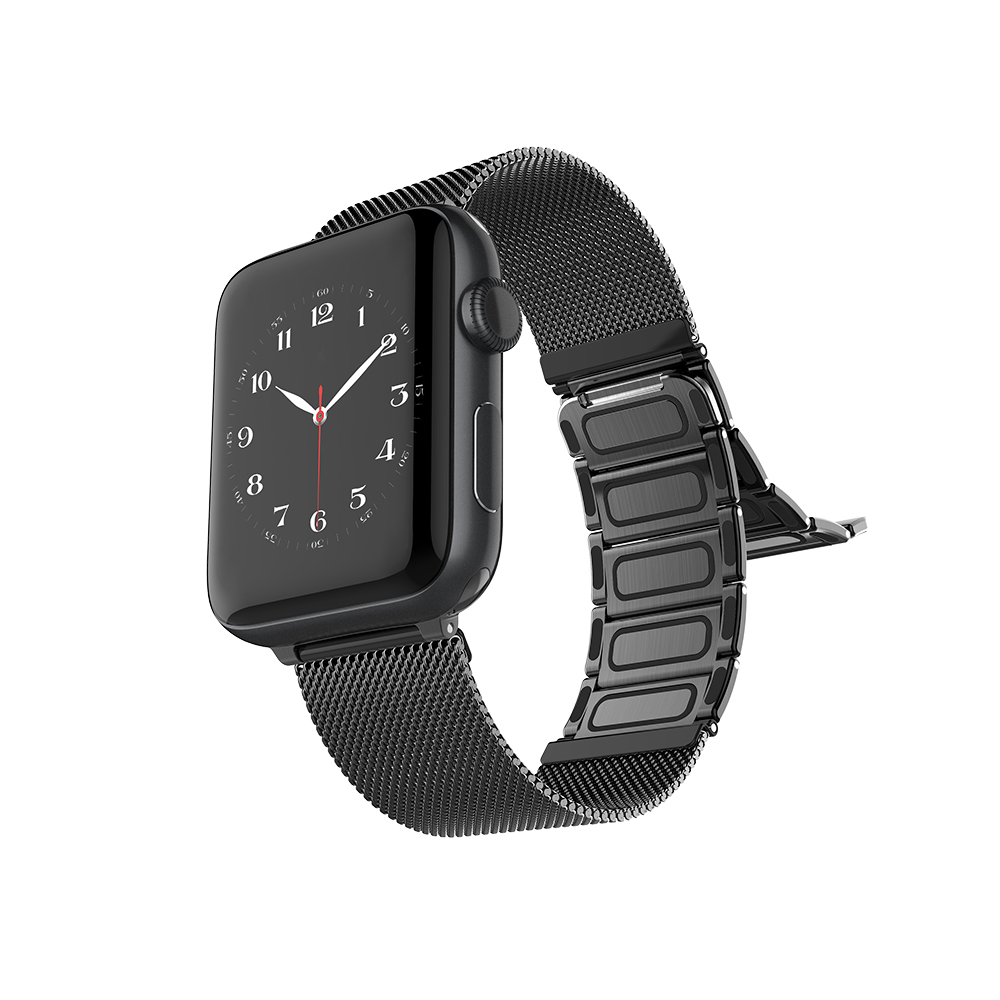 Apple Watch 44mm Uyumlu Raptic Classic Plus Serisi Magnetik Metal Hasır Kordon