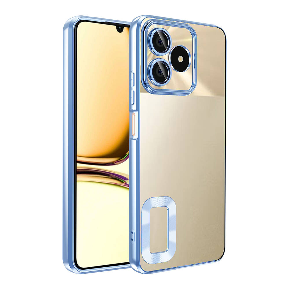 Realme C53 4G Uyumlu Kılıf Silikon Kamera Korumalı Renkli Şeritli Logo Gösteren Zore Omega Kapak
