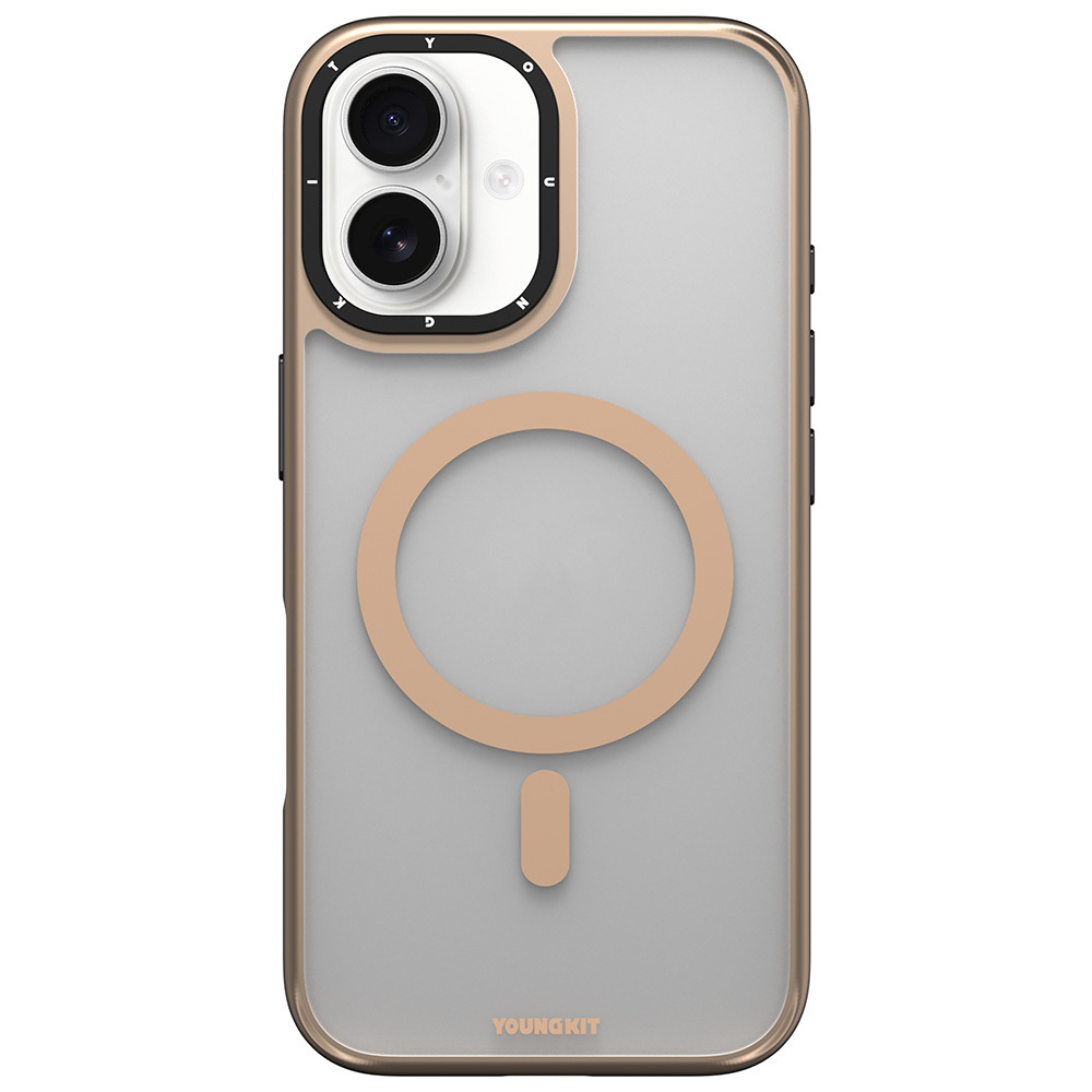 Apple iPhone 16 Uyumlu Kılıf M-safe Şarj Özellikli Cam Arka Yüzey TPU Youngkit Gemstone Serisi Kapak