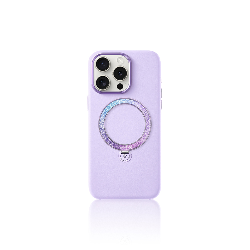 Apple iPhone 16 Pro Uyumlu Kılıf M-safe Şarj Özellikli Standlı Suni Deri Tasarımlı Pynana Dancing Circle Serisi Kapak