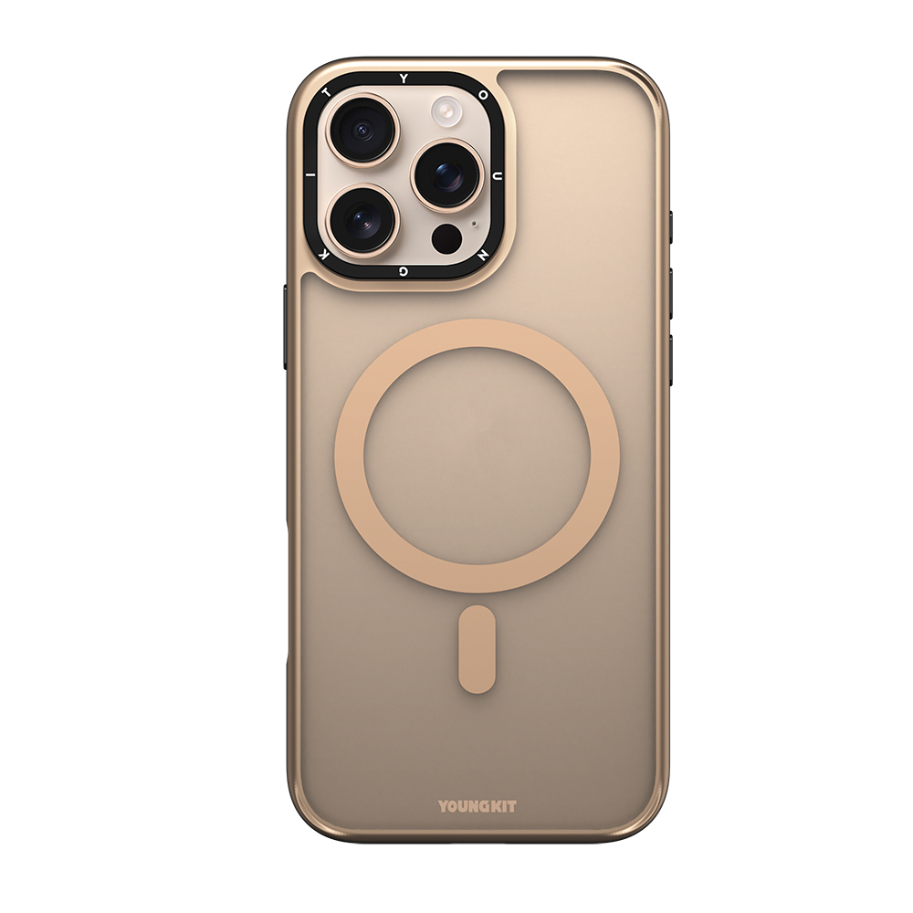 Apple iPhone 16 Pro Uyumlu Kılıf M-safe Şarj Özellikli Cam Arka Yüzey TPU Youngkit Gemstone Serisi Kapak