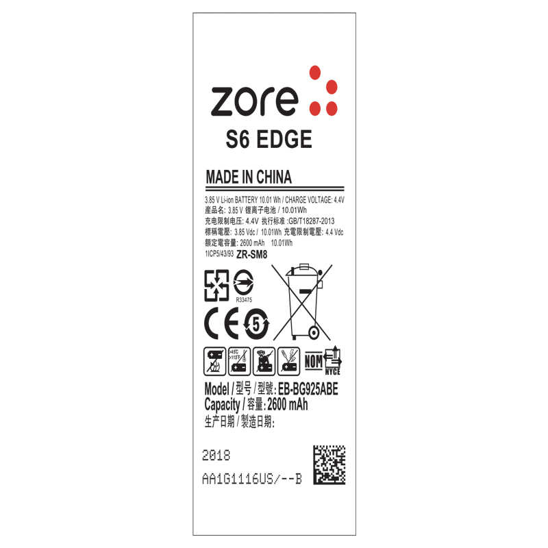 [RNZ-T7280] Samsung Galaxy S6 Edge Uyumlu Zore Tam Orjinal Batarya