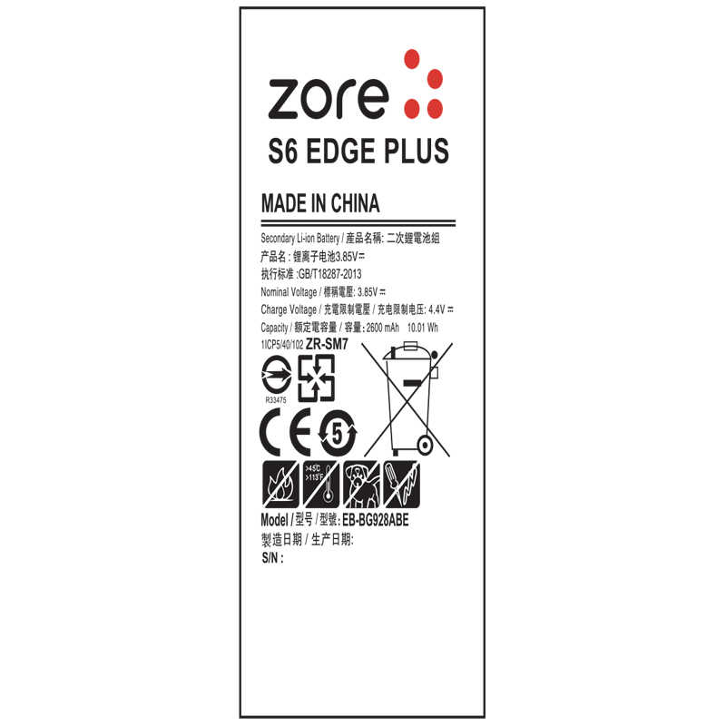 [RNZ-T7281] Samsung Galaxy S6 Edge Plus Uyumlu Zore Tam Orjinal Batarya