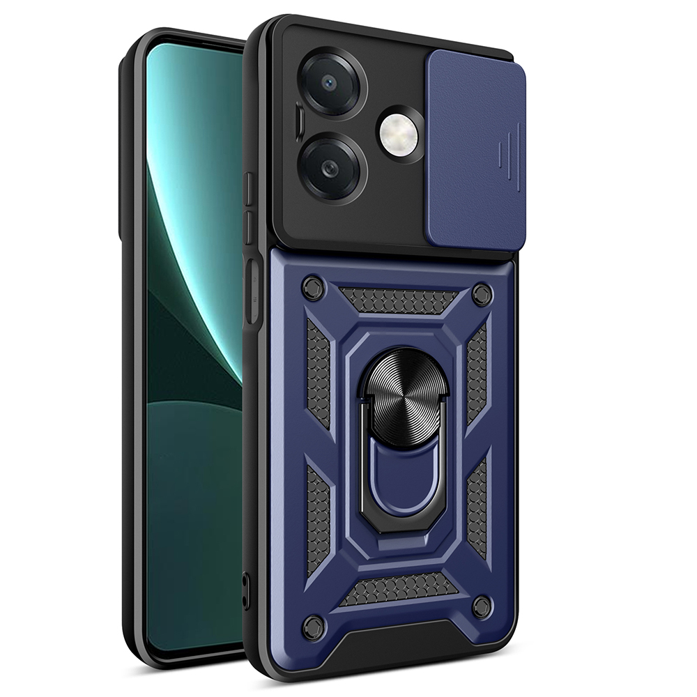 Oppo A3x 4G Uyumlu Kılıf Magnetik Standlı Kamera Korumalı Zore Sürgülü Vega Kapak