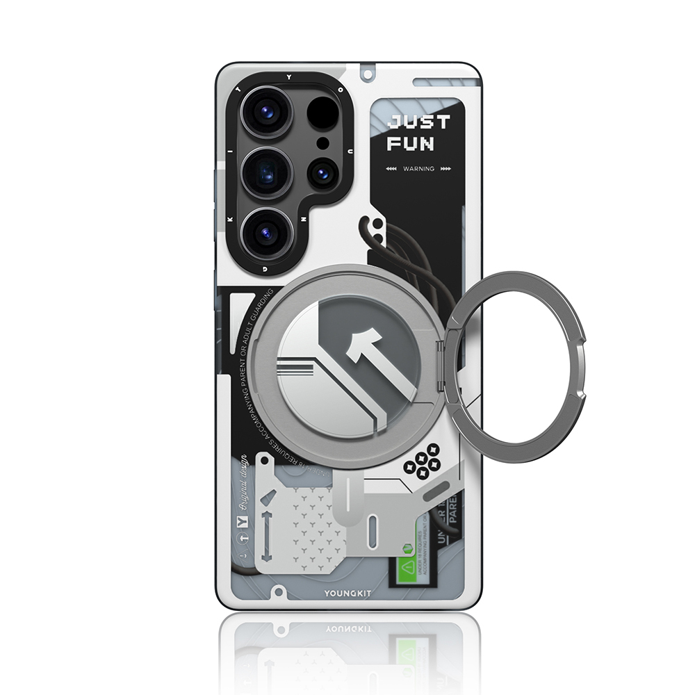 Samsung Galaxy S25 Ultra Uyumlu Kılıf M-safe Şarj Özellikli Youngkit 360° Standlı Starship Serisi Kapak