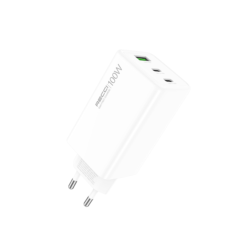 Recci RC110E Type-C PD & USB-A GaN Teknolojili QC3.0 Hızlı Şarj Başlığı 100W