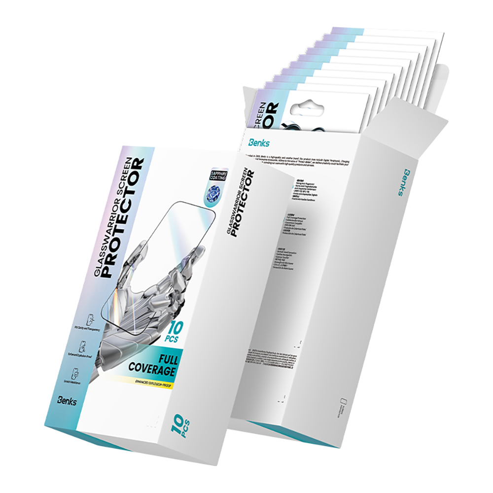 Apple iPhone 16 Pro Uyumlu Benks Glass Warrior Safir Coating Ultra İnce Cam Ekran Koruyucu 10'lu Paket