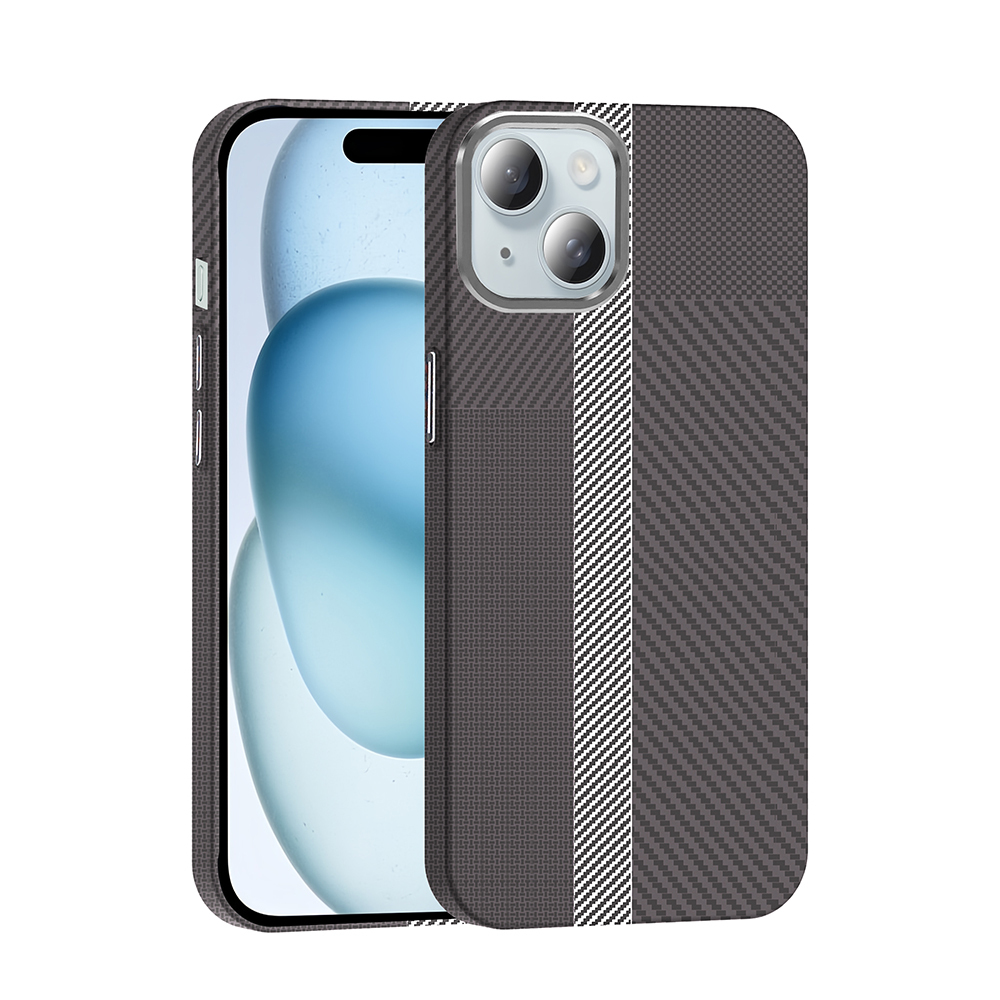 Apple iPhone 15 Uyumlu Kılıf M-safe Şarj Özellikli Karbon Fiber Görünümlü Zore Gros Kapak