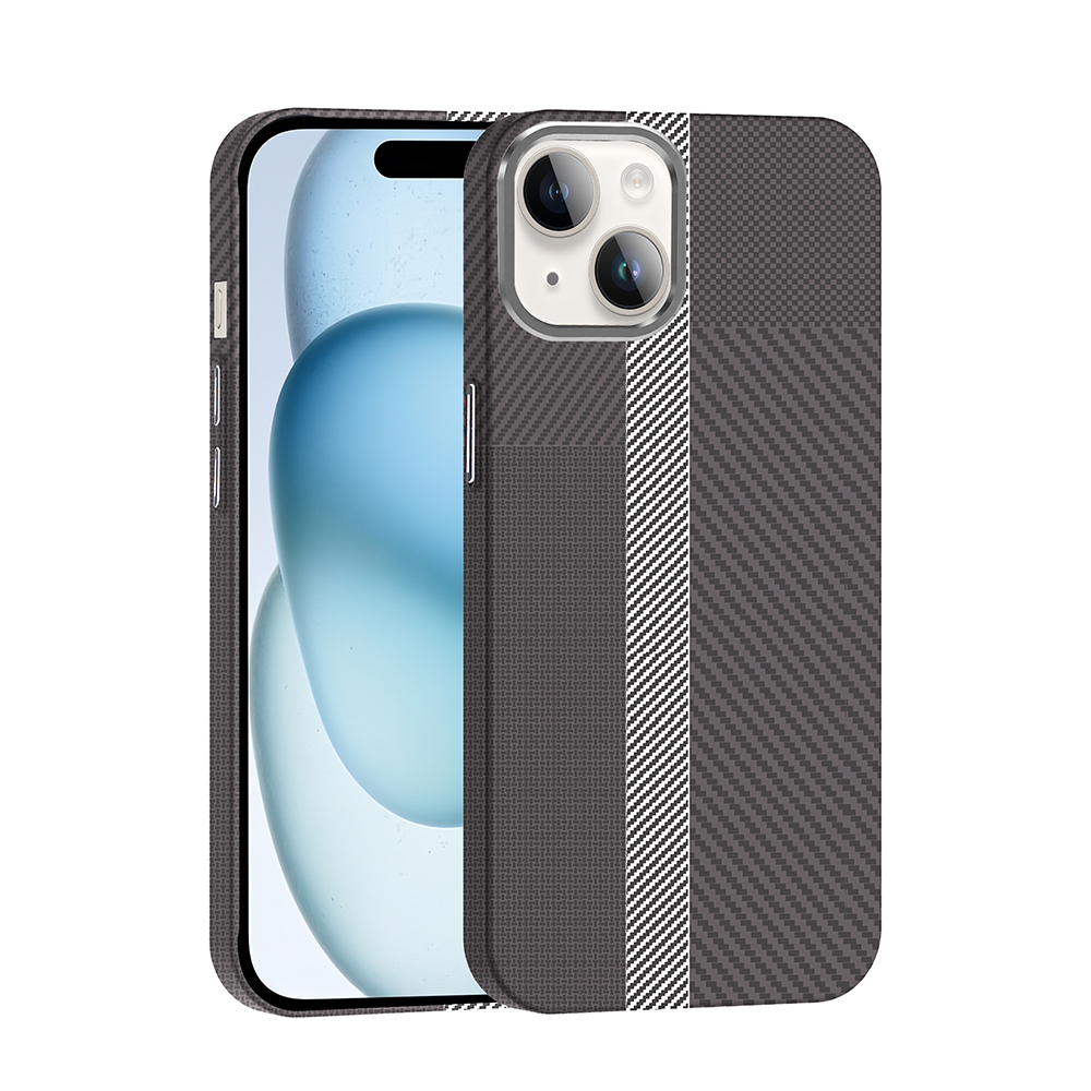Apple iPhone 14 Uyumlu Kılıf M-safe Şarj Özellikli Karbon Fiber Görünümlü Zore Gros Kapak