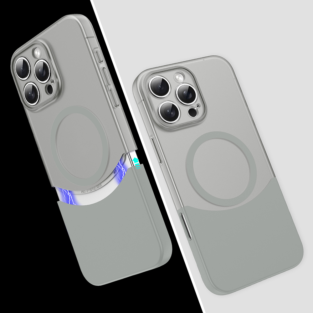 Apple iPhone 16 Pro Uyumlu Kılıf M-Safe Şarj Özellikli Mıknatıslı Zore Duble Kapak