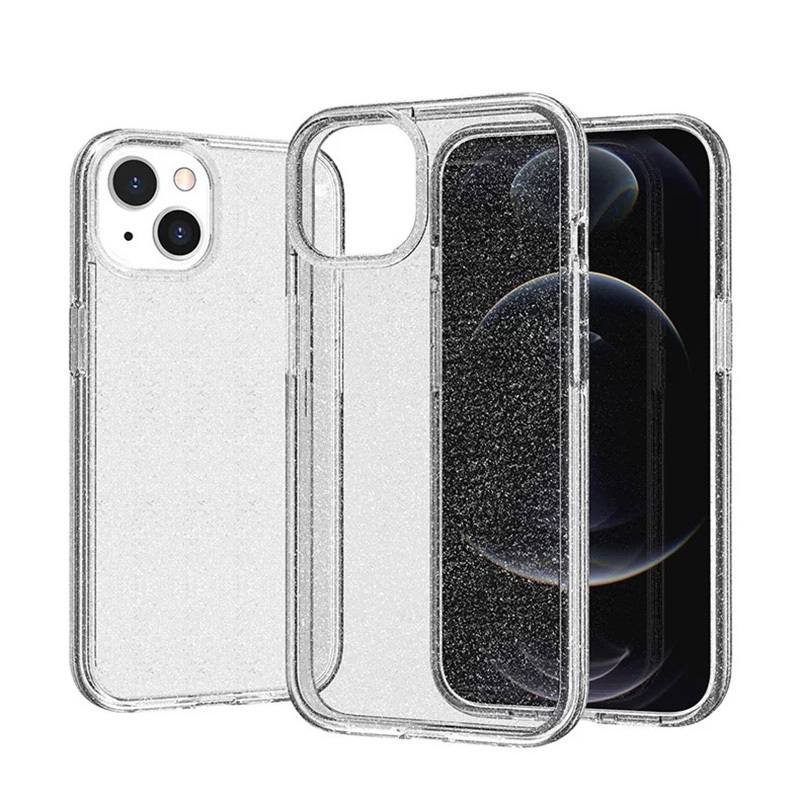 Apple iPhone 13 Uyumlu Kılıf Parlayan Simli Şeffaf Zore Redos Kapak