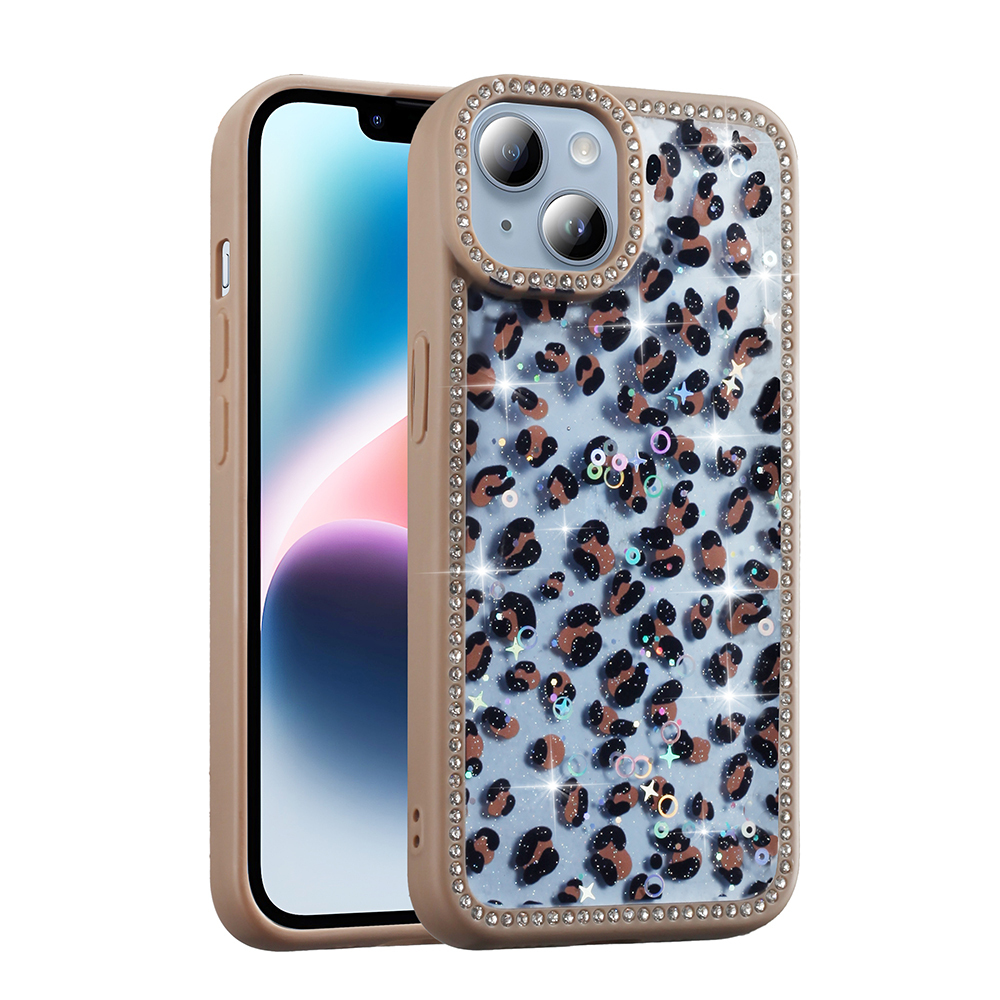 Apple iPhone 14 Uyumlu Kılıf Taşlı ve Simli Tasarım Zore Azra Kapak