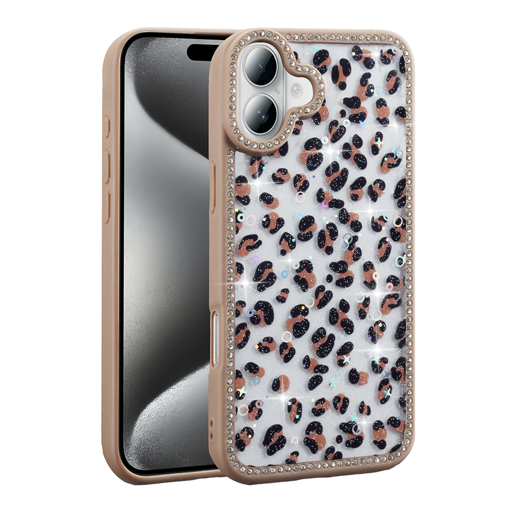 Apple iPhone 16 Uyumlu Kılıf Taşlı ve Simli Tasarım Zore Azra Kapak