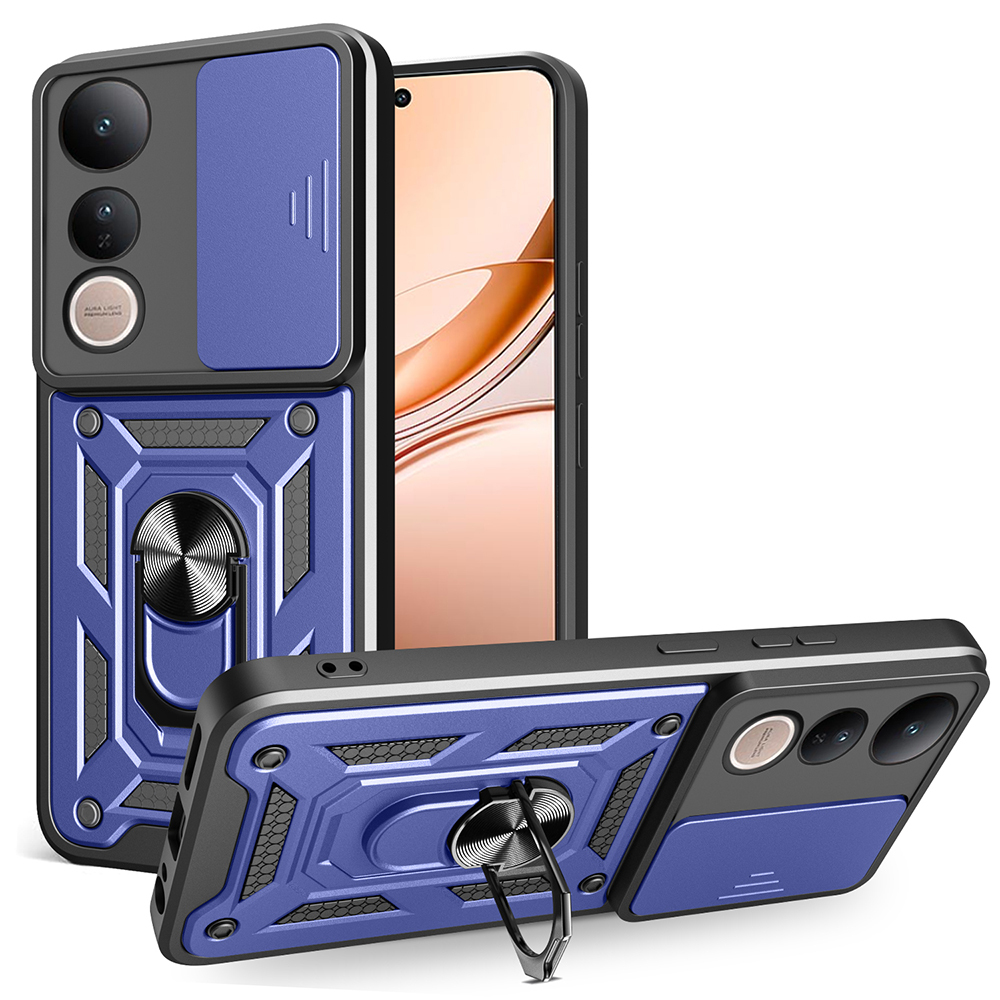 Vivo V50 Lite 4G Uyumlu Kılıf Magnetik Standlı Kamera Korumalı Zore Sürgülü Vega Kapak