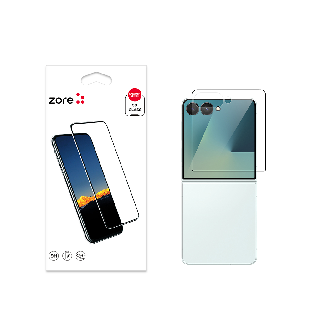 Samsung Galaxy Z Flip Uyumlu 7 Zore Kenarları Kırılmaya Dayanıklı Cam Ekran Koruyucu