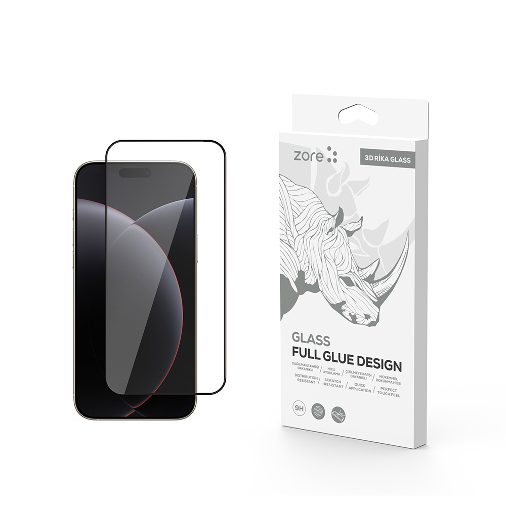 Apple iPhone 17 Pro Zore Rika Premium Temperli Cam Ekran Koruyucu