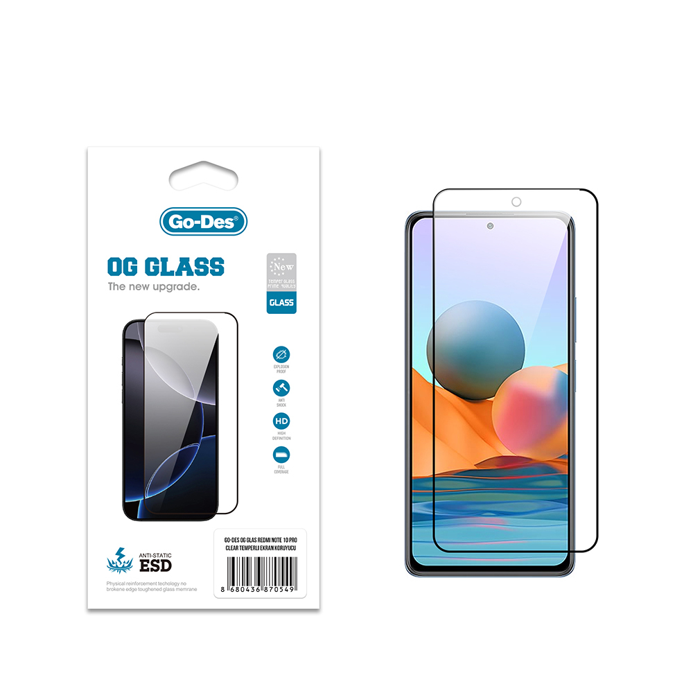 Xiaomi Redmi Note 10 Pro Uyumlu Go Des OG Glass Antistatik Temperli Cam Ekran Koruyucu