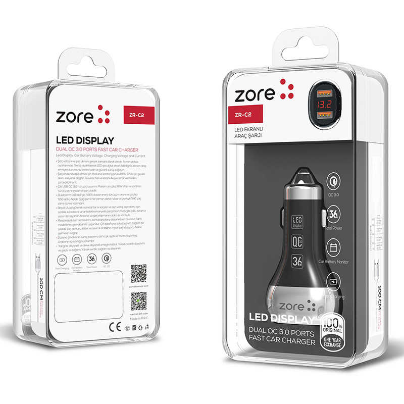 [RNZ-TA28326] Zore ZR-C2 Micro 2 in 1 Araç Şarj Seti