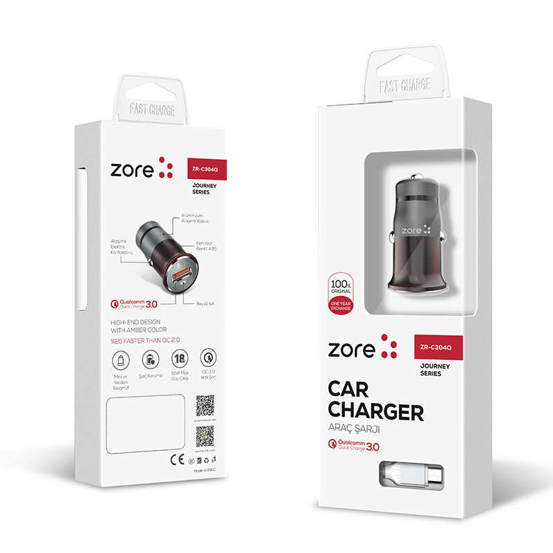 [RNZ-TA28333] Zore ZR-C304Q Micro Araç Şarj Seti