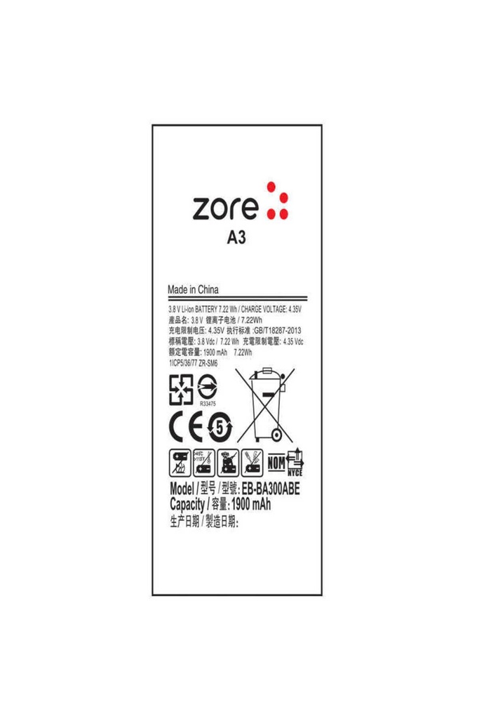 Samsung Galaxy A3 Uyumlu Zore Tam Orjinal Batarya