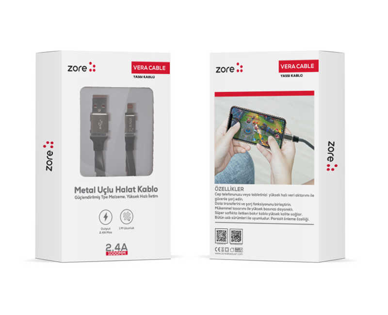 [RNZ-TA31959] Zore Lightning Vera Usb Kablo (Siyah)