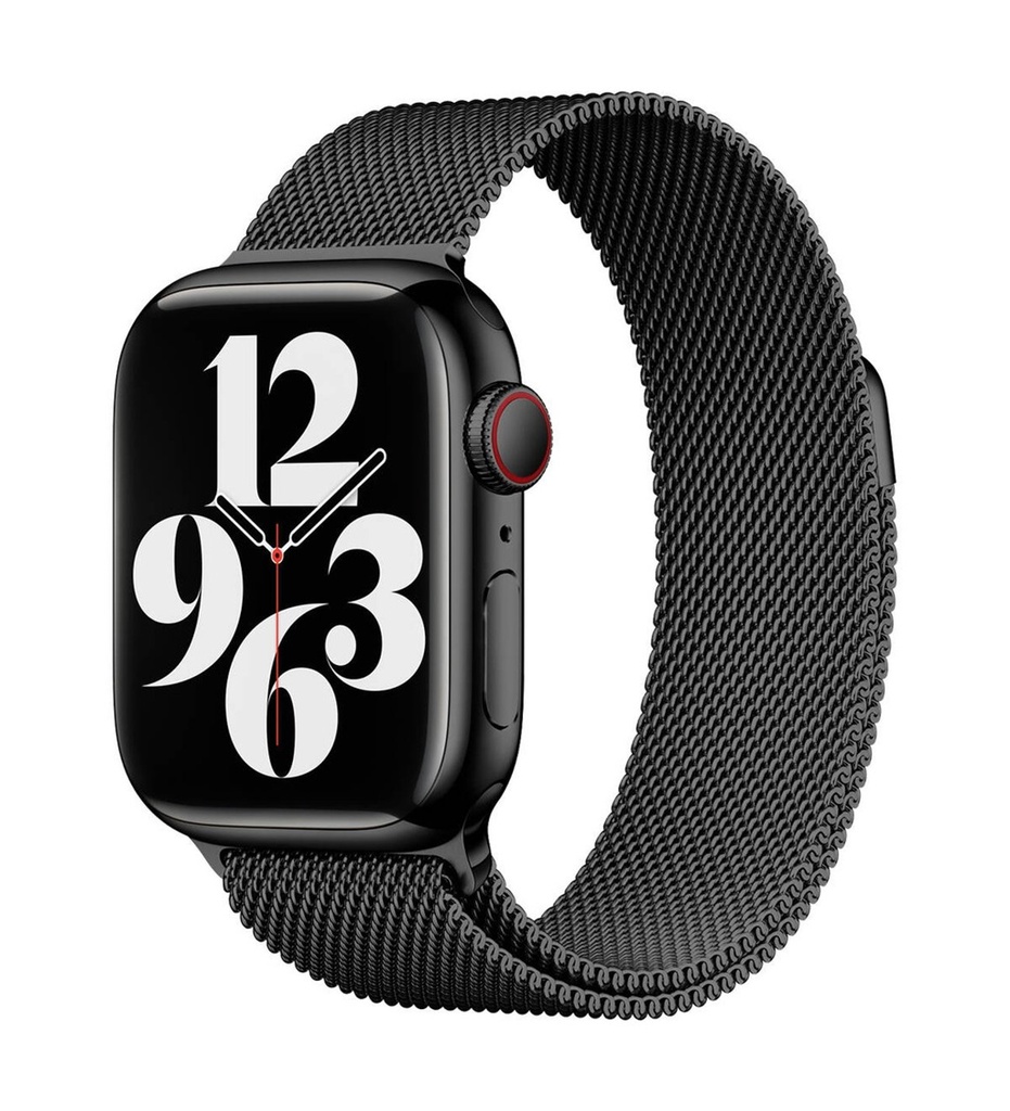 [RNZ-TA33325] Apple Watch 38mm Uyumlu Kordon Hasır Metal Mıknatıslı Örgü Zore KRD-01 Kayış (Siyah)