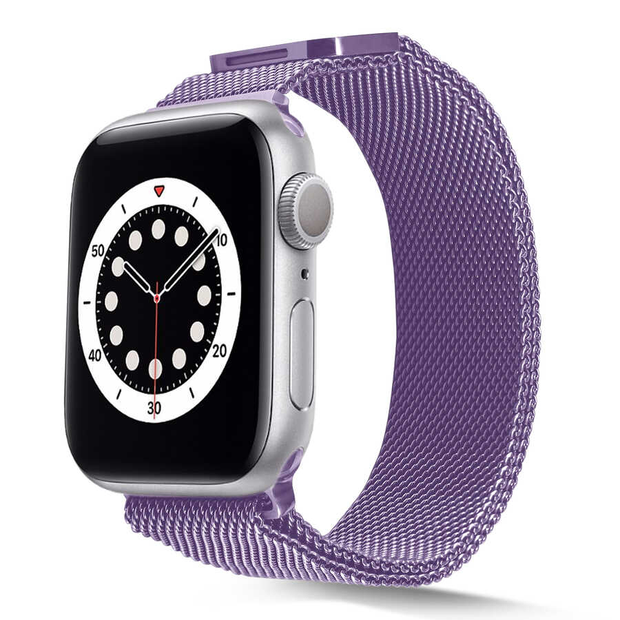 Apple Watch 42mm Uyumlu Kordon Hasır Metal Mıknatıslı Örgü Zore KRD-01 Kayış