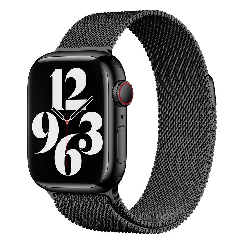[RNZ-TA33344] Apple Watch 42mm Uyumlu Kordon Hasır Metal Mıknatıslı Örgü Zore KRD-01 Kayış (Siyah)