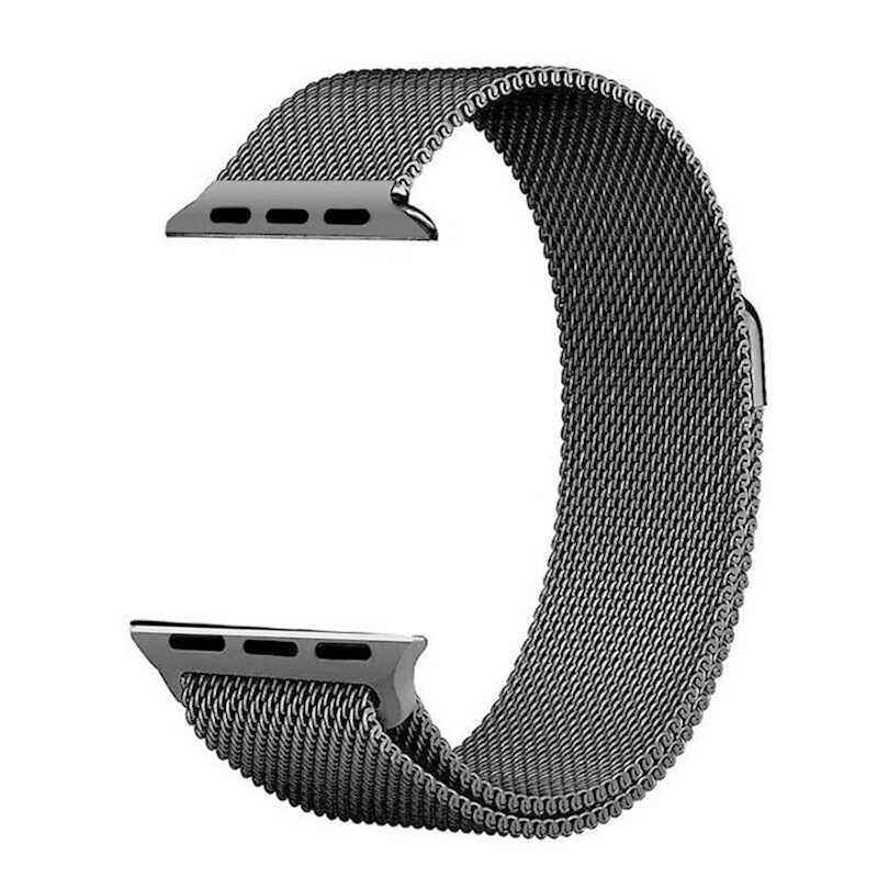 Apple Watch 44mm Uyumlu Kordon Hasır Metal Mıknatıslı Örgü Zore KRD-01 Kayış