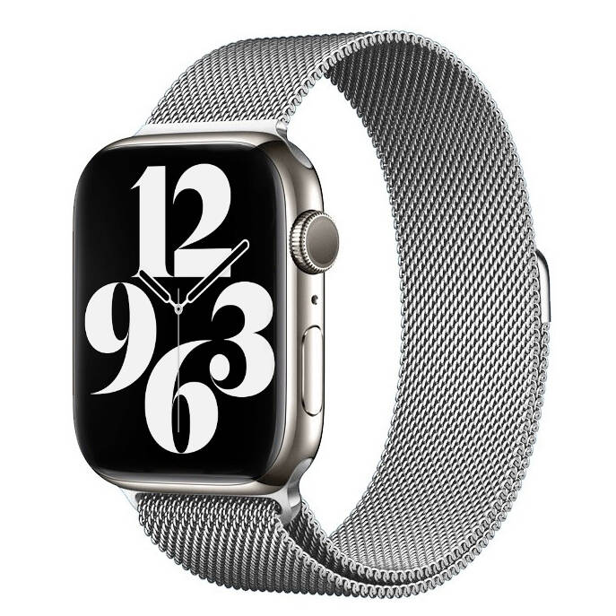 Apple Watch 44mm Uyumlu Kordon Hasır Metal Mıknatıslı Örgü Zore KRD-01 Kayış
